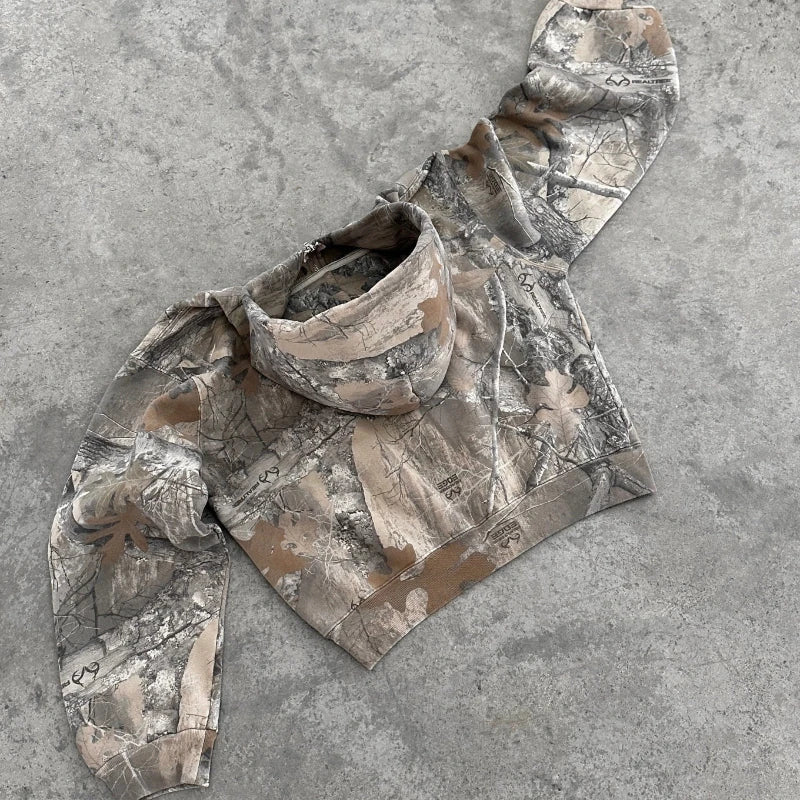 Y2K Camo Zip-Up Hoodie